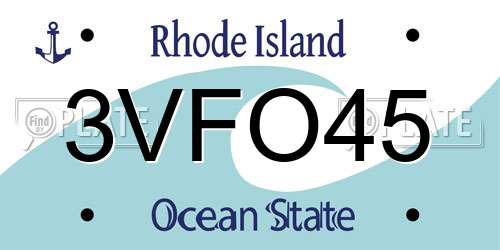 3VFO45 Rhode Island License Plate