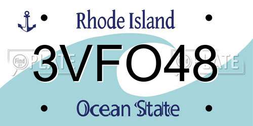 3VFO48 Rhode Island License Plate