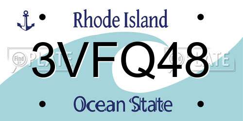 3VFQ48 Rhode Island License Plate