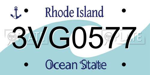 3VG0577 Rhode Island License Plate