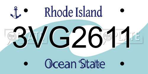 3VG2611 Rhode Island License Plate