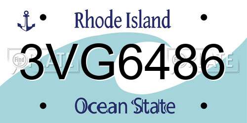 3VG6486 Rhode Island License Plate