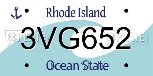 3VG652 Rhode Island License Plate