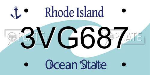 3VG687 Rhode Island License Plate