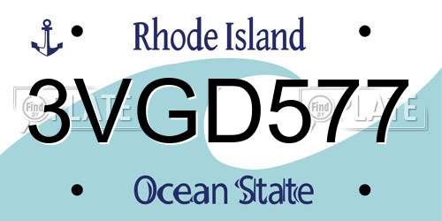 3VGD577 Rhode Island License Plate
