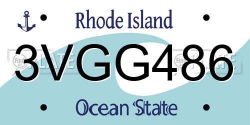 3VGG486 Rhode Island License Plate