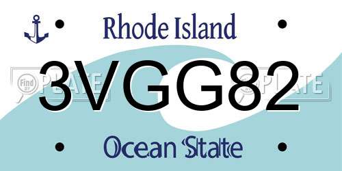 3VGG82 Rhode Island License Plate