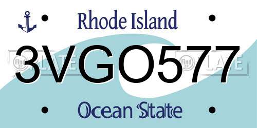 3VGO577 Rhode Island License Plate