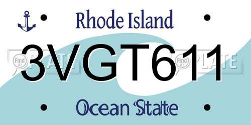 3VGT611 Rhode Island License Plate