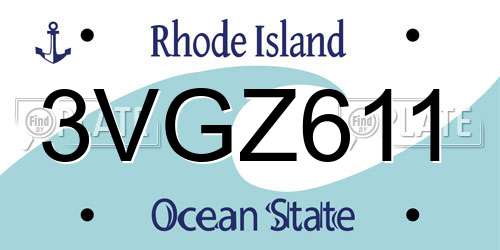3VGZ611 Rhode Island License Plate