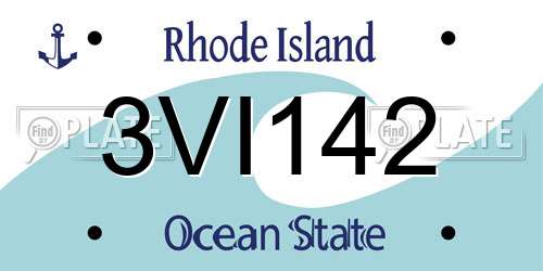 3VI142 Rhode Island License Plate