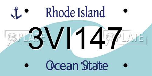 3VI147 Rhode Island License Plate