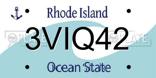 3VIQ42 Rhode Island License Plate