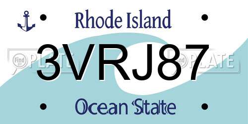 3VRJ87 Rhode Island License Plate
