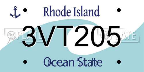 3VT205 Rhode Island License Plate
