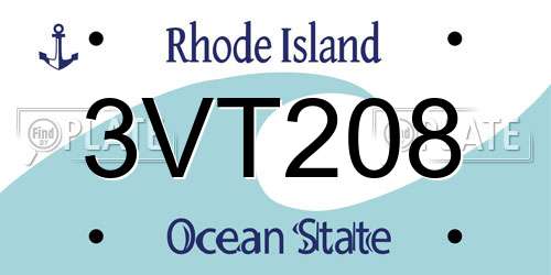 3VT208 Rhode Island License Plate