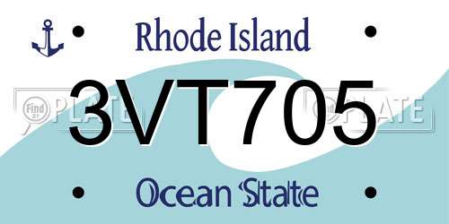 3VT705 Rhode Island License Plate