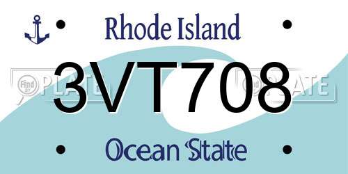3VT708 Rhode Island License Plate