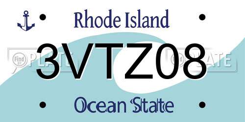 3VTZ08 Rhode Island License Plate