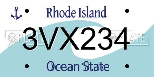 3VX234 Rhode Island License Plate
