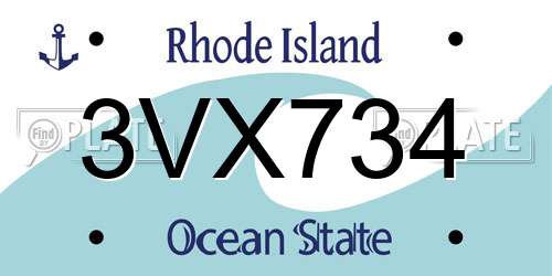 3VX734 Rhode Island License Plate