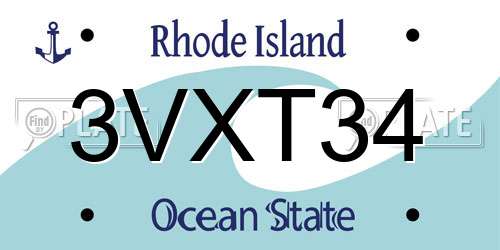 3VXT34 Rhode Island License Plate