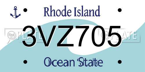 3VZ705 Rhode Island License Plate