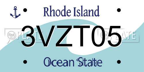3VZT05 Rhode Island License Plate