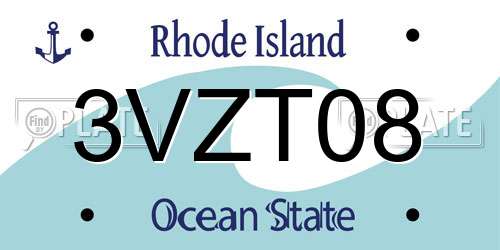 3VZT08 Rhode Island License Plate