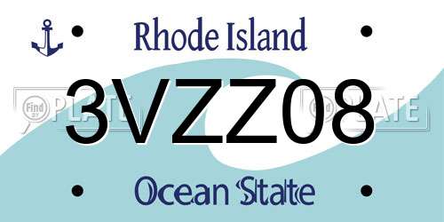 3VZZ08 Rhode Island License Plate