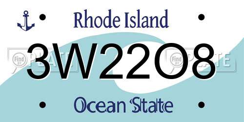 3W22O8 Rhode Island License Plate