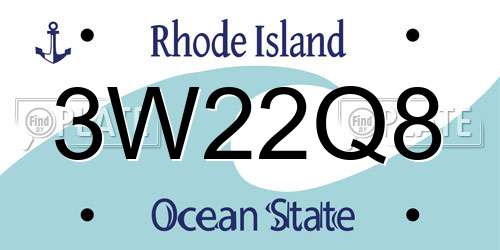 3W22Q8 Rhode Island License Plate