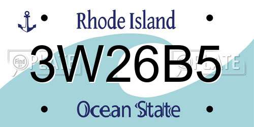 3W26B5 Rhode Island License Plate