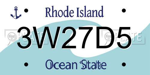 3W27D5 Rhode Island License Plate