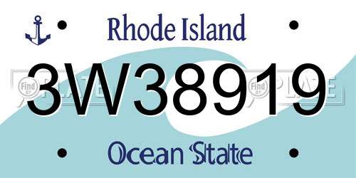 3W38919 Rhode Island License Plate
