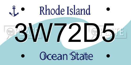 3W72D5 Rhode Island License Plate