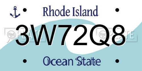 3W72Q8 Rhode Island License Plate