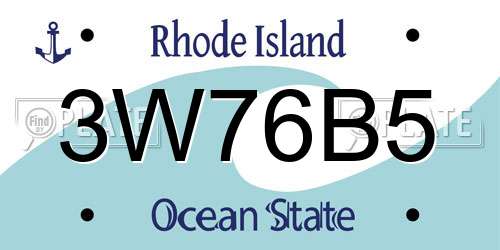 3W76B5 Rhode Island License Plate