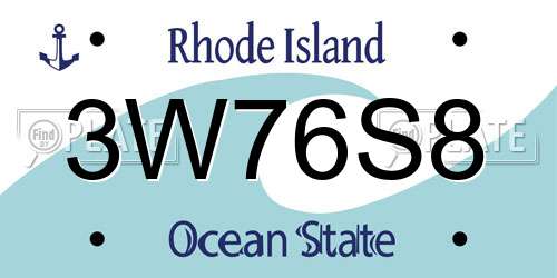3W76S8 Rhode Island License Plate