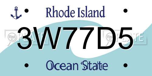 3W77D5 Rhode Island License Plate