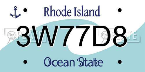 3W77D8 Rhode Island License Plate