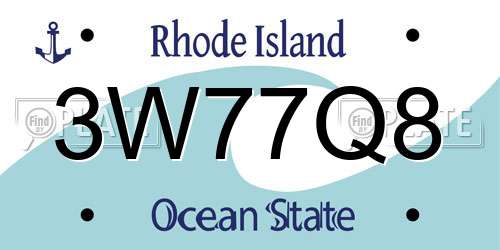 3W77Q8 Rhode Island License Plate