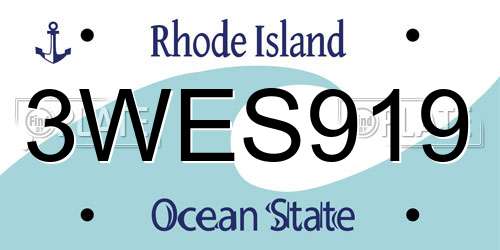 3WES919 Rhode Island License Plate