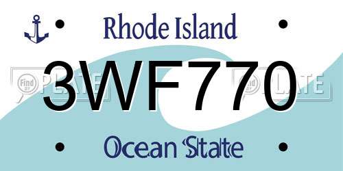 3WF770 Rhode Island License Plate