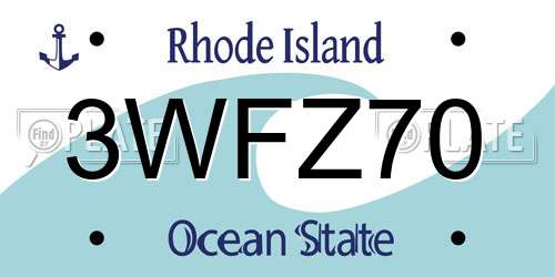 3WFZ70 Rhode Island License Plate