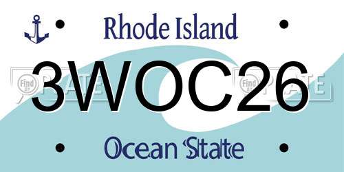 3WOC26 Rhode Island License Plate