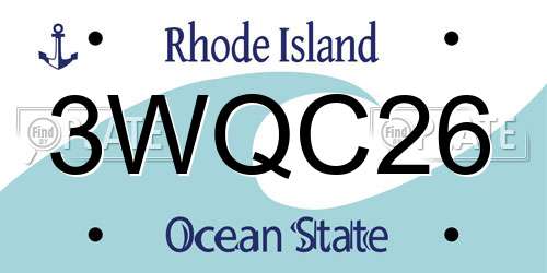 3WQC26 Rhode Island License Plate