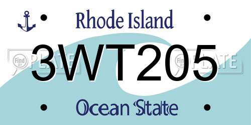 3WT205 Rhode Island License Plate