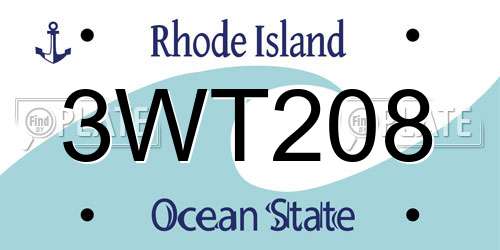 3WT208 Rhode Island License Plate