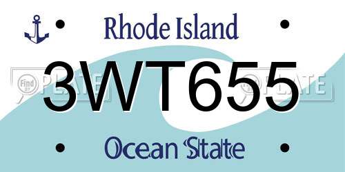 3WT655 Rhode Island License Plate